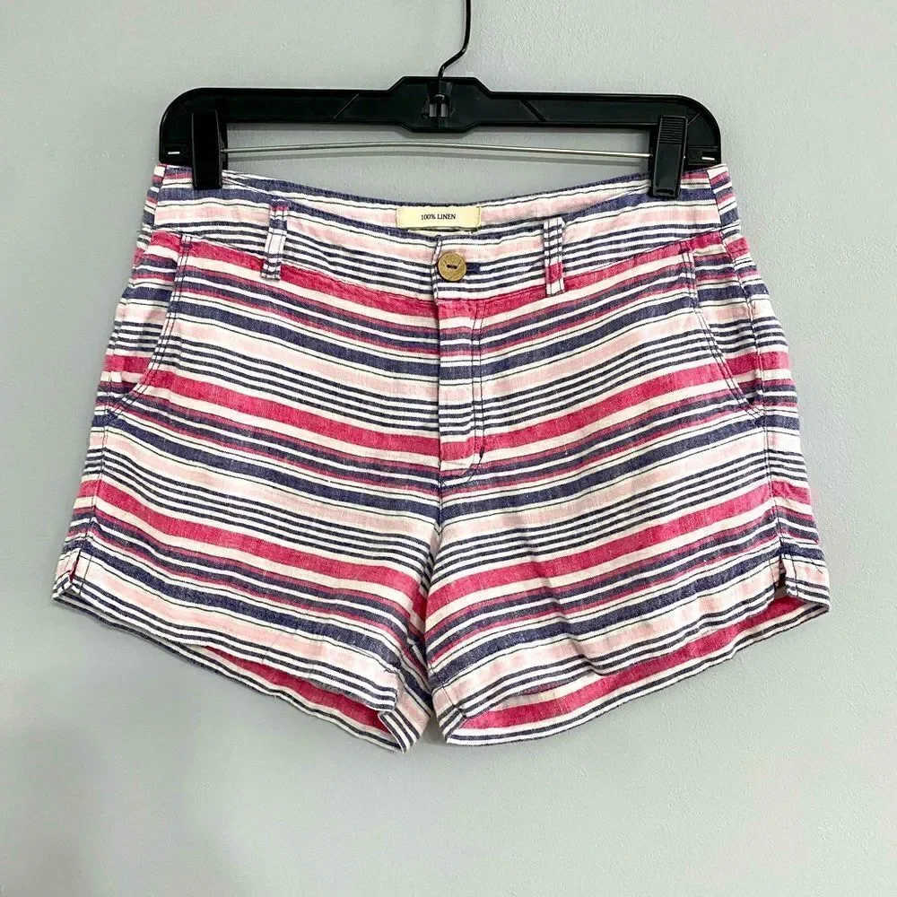British Khaki 100% Linen Shorts Women Size 2